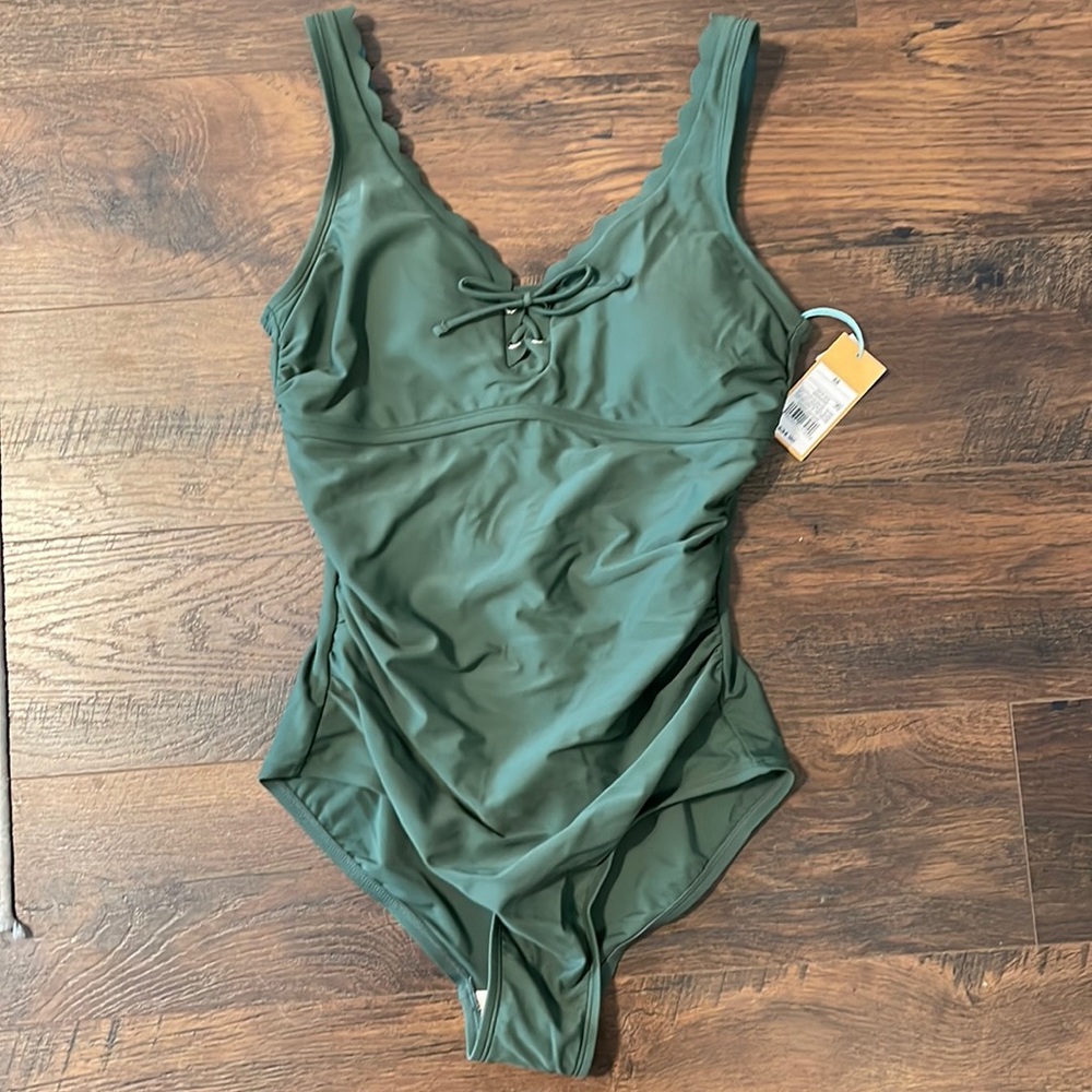 NWT Olive one piece lace up swimsuit